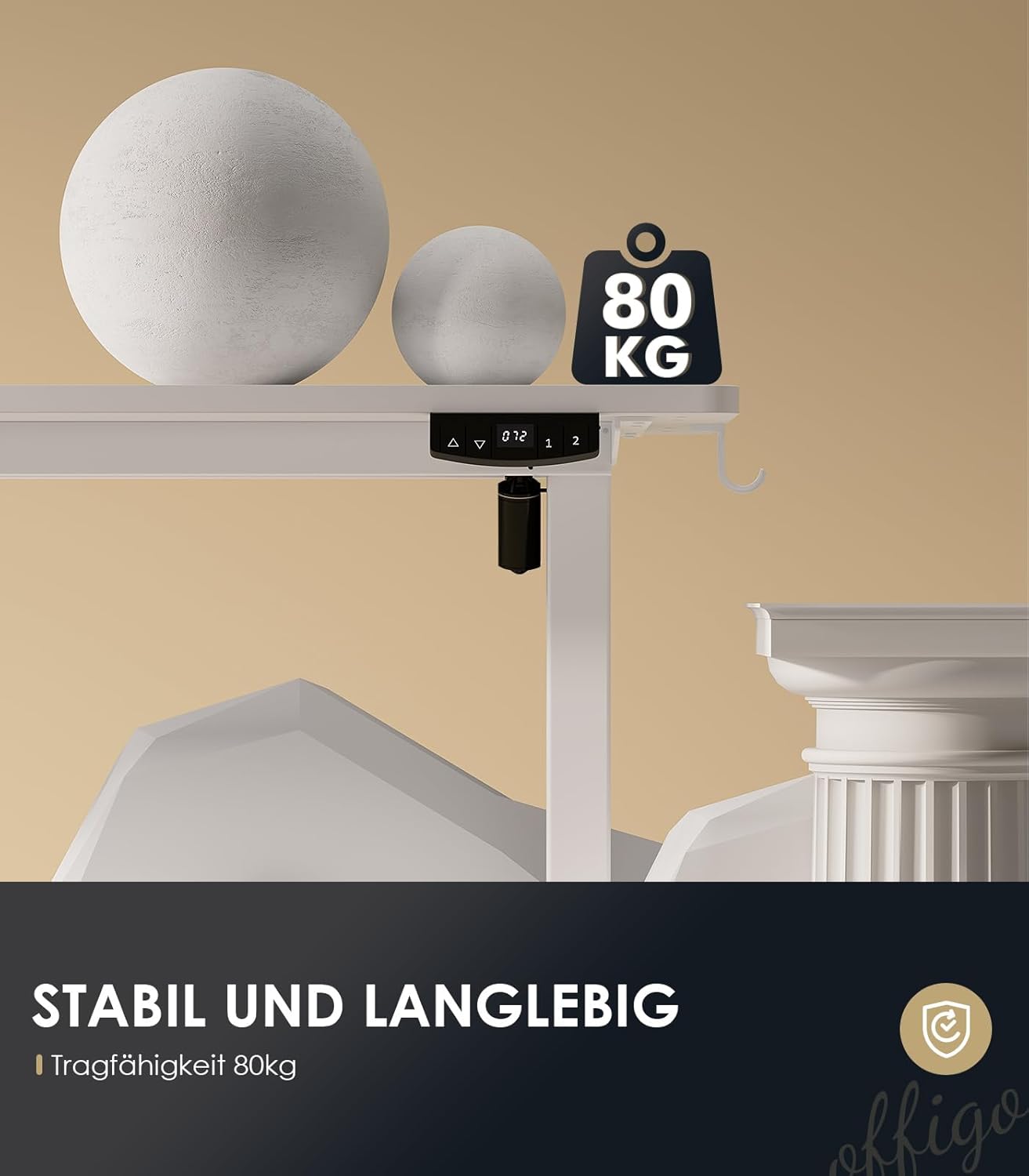 Elektricky výškovo nastaviteľný písací stôl s 2 pamäťovými funkciami - Image 5