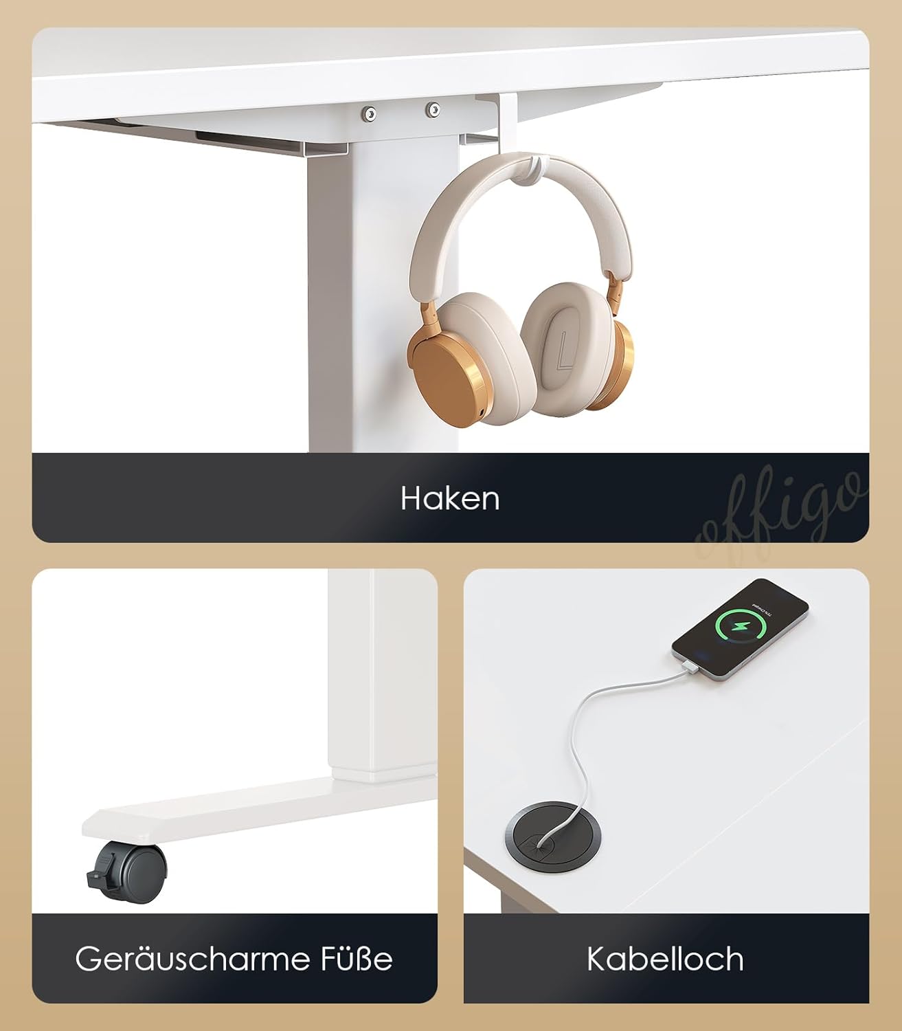 Elektricky výškovo nastaviteľný písací stôl s 2 pamäťovými funkciami - Image 4