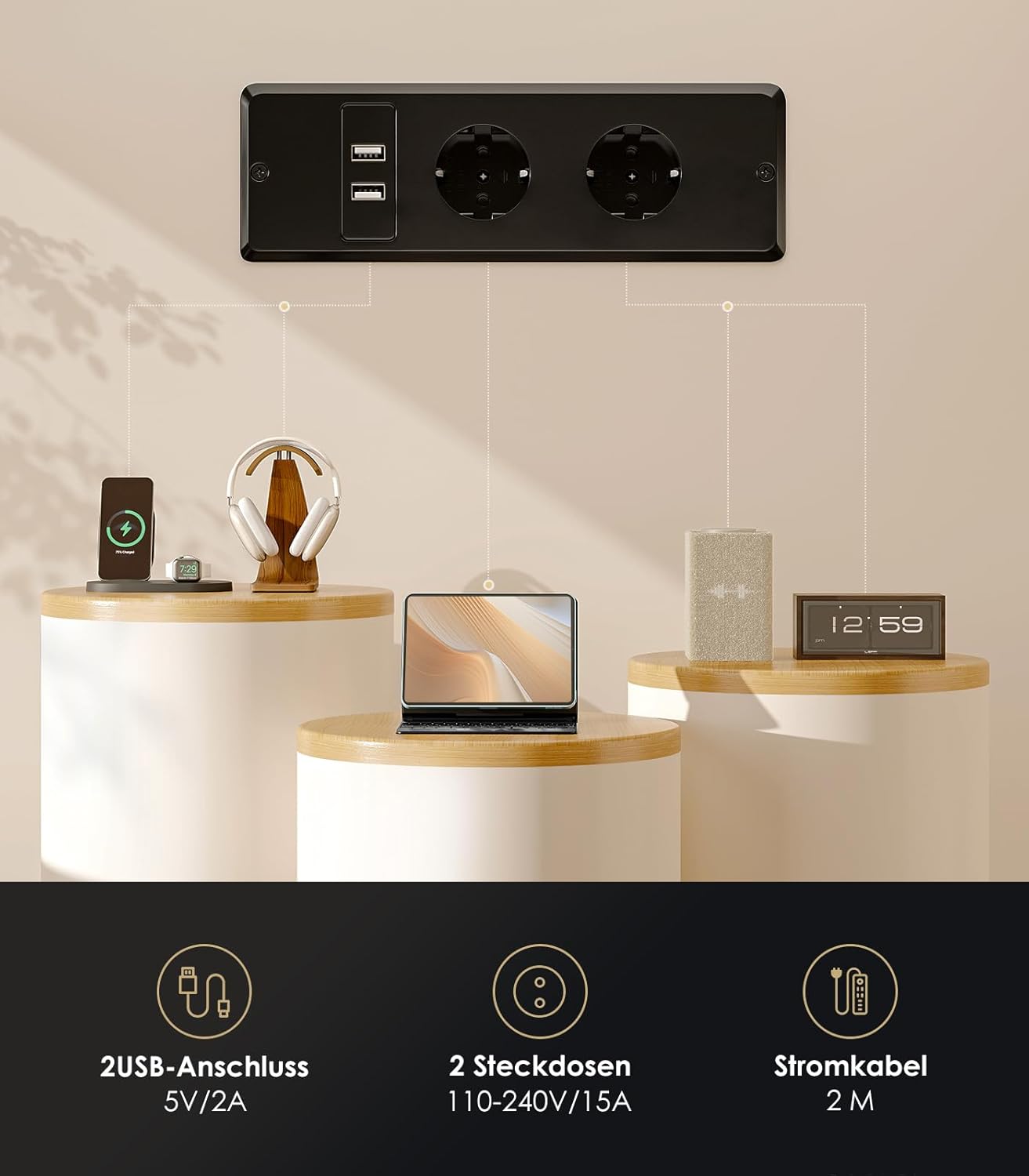 Elektricky výškovo nastaviteľný písací stôl s 2 pamäťovými funkciami - Image 3